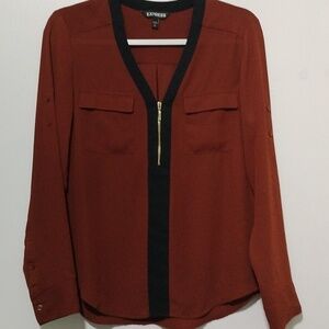 Express women's mid zip long sleeve top size S